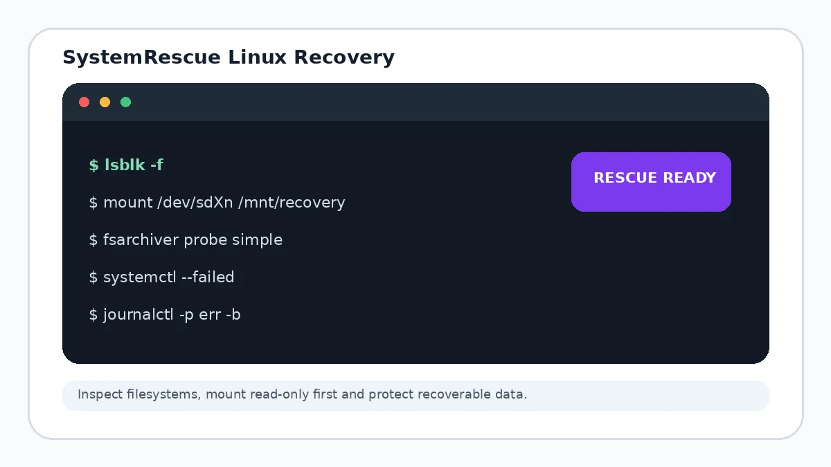 SystemRescueCd Linux filesystem recovery illustration